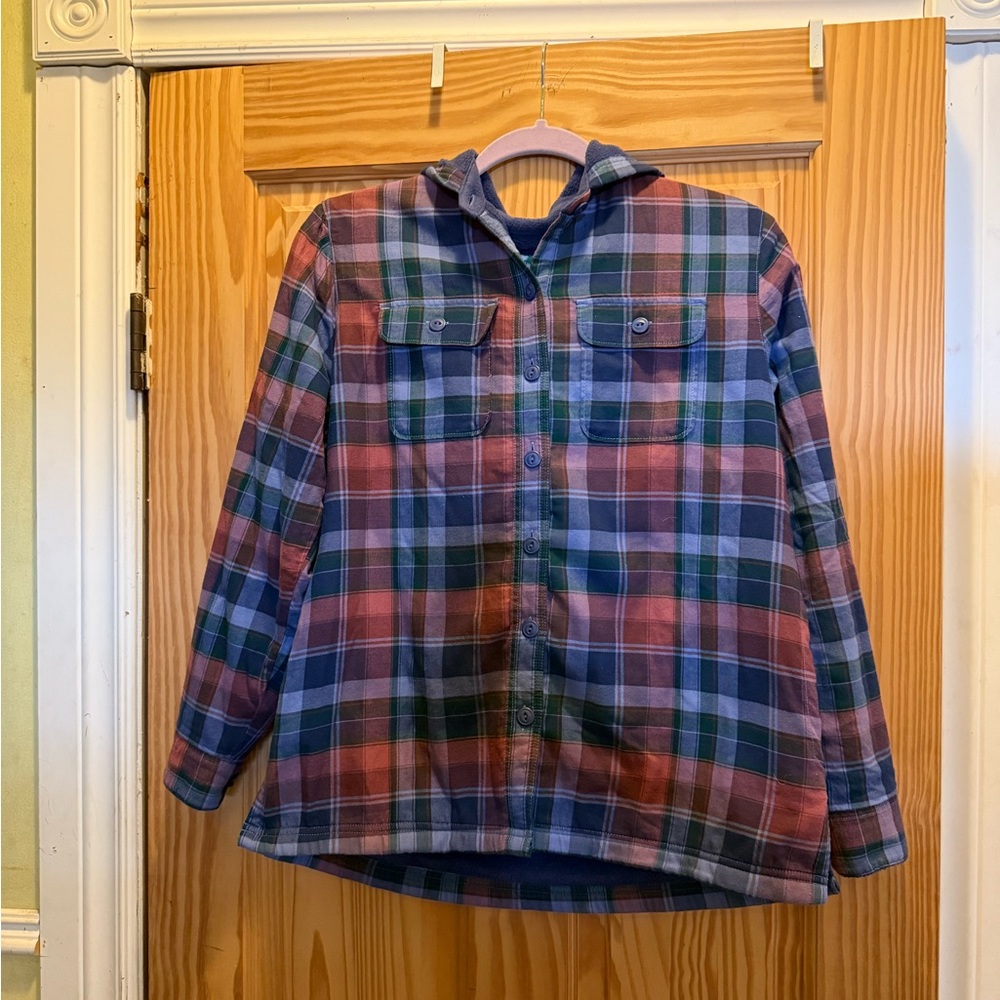 Plaid Button-Up Shirt with lining